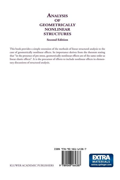Produktbild: Analysis of Geometrically Nonlinear Structures