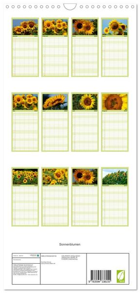 Produktbild: Familienplaner 2027 - Sonnenblumen mit 5 Spalten (Wandkalender, 21 x 45 cm) CALVENDO