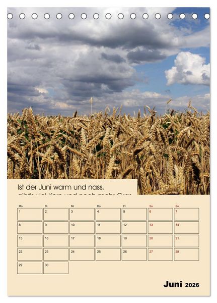 Produktbild: Wetter-Regeln der Bauern (Tischkalender 2026 DIN A5 hoch), CALVENDO Monatskalender