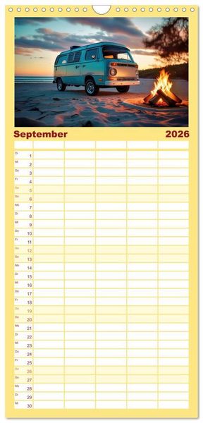 Produktbild: Familienplaner 2026 - Vanlife - Caravan Abenteuer mit 5 Spalten (Wandkalender, 21 x 45 cm) CALVENDO