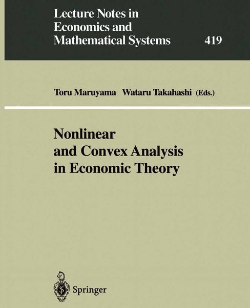 Produktbild: Nonlinear and Convex Analysis in Economic Theory
