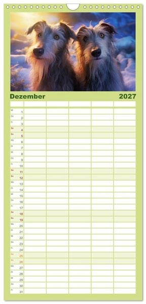 Produktbild: Familienplaner 2027 - Lurcher Portraits - Zwei Welpen entdecken die Welt mit 5 Spalten (Wandkalender, 21 x 45 cm) CALVENDO