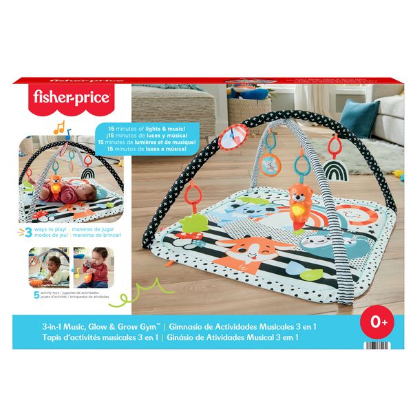 Produktbild: Fisher-Price 3-in-1-Spieldecke f&uuml;r Babys mit Musik, Lichtern, sensorischen Aktivit&auml;tsspielzeugen
