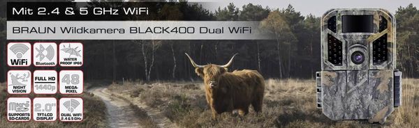 Produktbild: Braun Phototechnik Scouting Cam Black400 Dual WiFi Wildkamera Black LEDs, Zeitrafferfunktion Camouflage