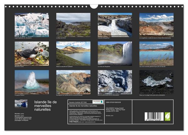 Produktbild: Islande &icirc;le de merveilles naturelles (Calendrier mural 2026 DIN A3 vertical), CALVENDO calendrier mensuel