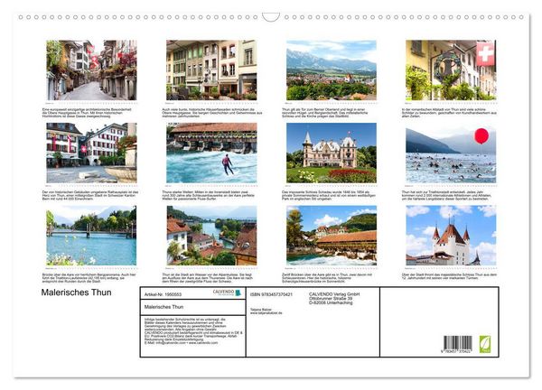 Produktbild: Malerisches Thun (Wandkalender 2026 DIN A2 quer), CALVENDO Monatskalender