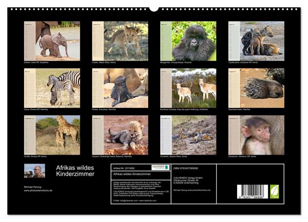 Produktbild: Afrikas wildes Kinderzimmer (hochwertiger Premium Wandkalender 2026 DIN A2 quer), Kunstdruck in Hochglanz