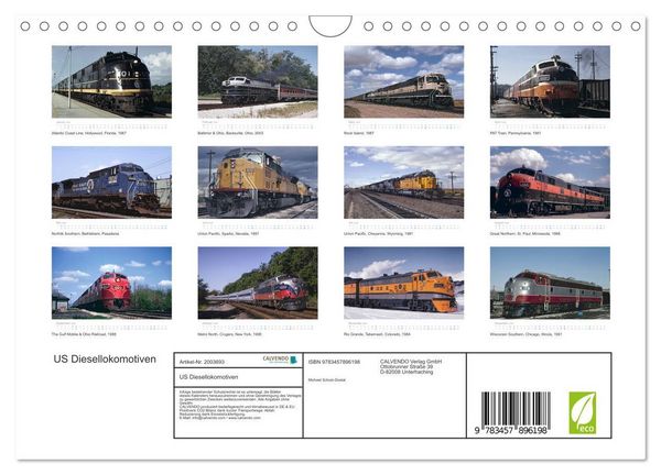 Produktbild: US Diesellokomotiven (Wandkalender 2026 DIN A4 quer), CALVENDO Monatskalender