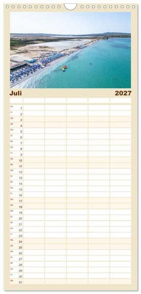Produktbild: Familienplaner 2027 - Sardinien. Sch&ouml;ne Landschaften und bunte St&auml;dte. mit 5 Spalten (Wandkalender, 21 x 45 cm) CALVENDO