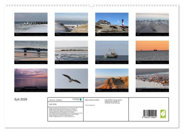 Produktbild: Sylt 2026 (hochwertiger Premium Wandkalender 2026 DIN A2 quer), Kunstdruck in Hochglanz