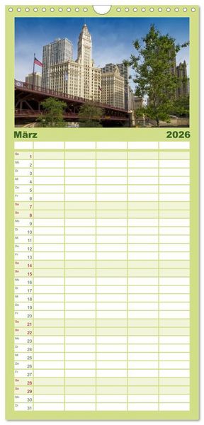 Produktbild: Familienplaner 2026 - CHICAGO Stadtzentrum mit 5 Spalten (Wandkalender, 21 x 45 cm) CALVENDO