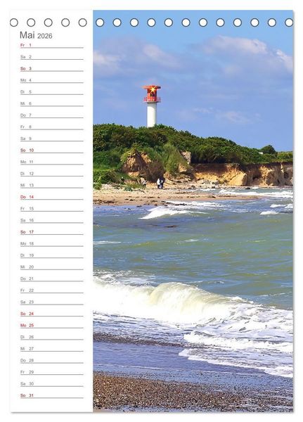 Produktbild: Leuchtender Geburtstagskalender - Leuchtt&uuml;rme an Ost-und Nordsee (Tischkalender 2026 DIN A5 hoch), CALVENDO Monatskalender