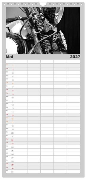 Produktbild: Familienplaner 2027 - Harley Davidson WLA 750 in Schwarzweiss mit 5 Spalten (Wandkalender, 21 x 45 cm) CALVENDO