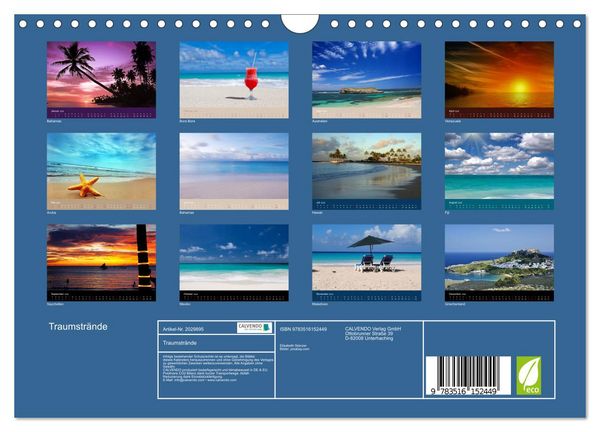 Produktbild: Traumstr&auml;nde (Wandkalender 2026 DIN A4 quer), CALVENDO Monatskalender