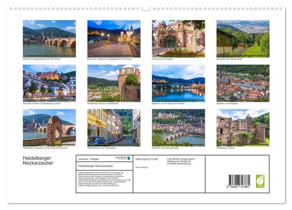 Produktbild: Heidelberger Neckarzauber (hochwertiger Premium Wandkalender 2026 DIN A2 quer), Kunstdruck in Hochglanz