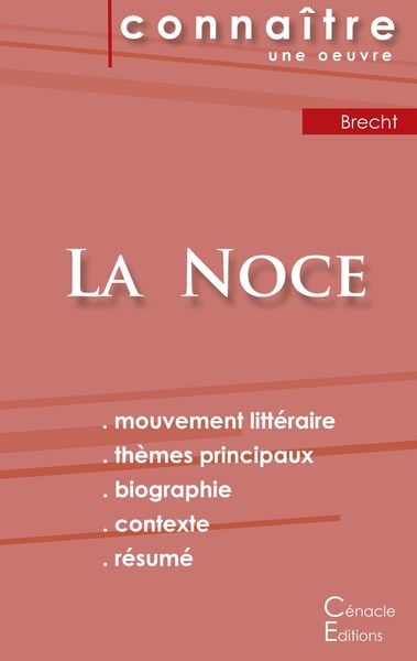 Produktbild: Fiche de lecture La Noce d'Arturo Ui de Bertolt Brecht (Analyse litt&eacute;raire de r&eacute;f&eacute;rence et r&eacute;sum&eacute; complet)