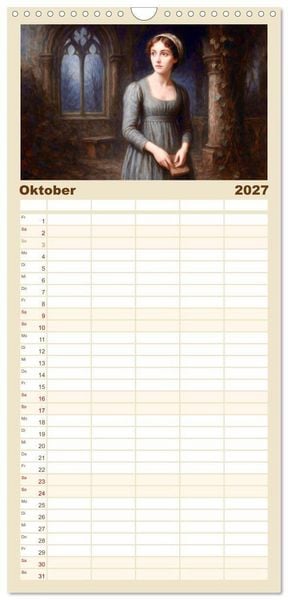 Produktbild: Familienplaner 2027 - Jane Austen mit 5 Spalten (Wandkalender, 21 x 45 cm) CALVENDO