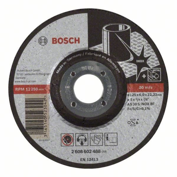 Bosch Accessories 2608602488 Schruppscheibe gekröpft Durchmesser 125 mm Bohrungs-Ø 22.23 mm Metall, Edelstahl 1 St.