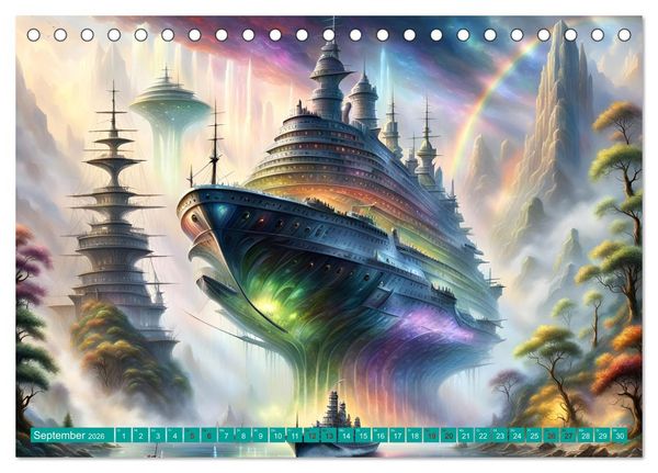 Produktbild: Futuristische Giganten Eine Welt von Morgen (Tischkalender 2026 DIN A5 quer), CALVENDO Monatskalender