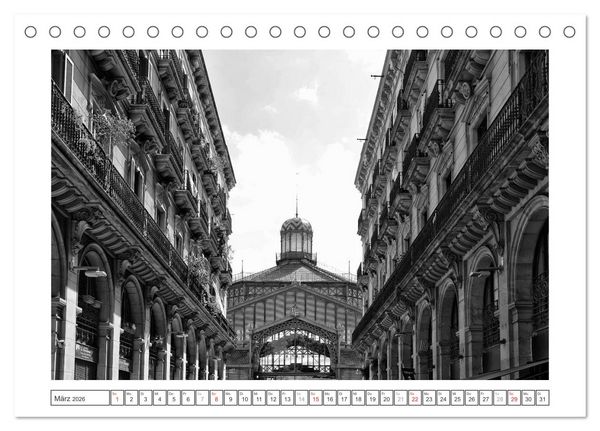 Produktbild: Barcelona Photografien in Schwarz / Wei&szlig; (Tischkalender 2026 DIN A5 quer), CALVENDO Monatskalender