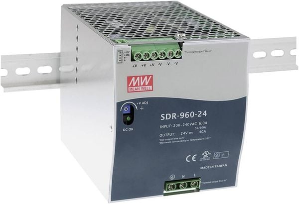 Mean Well SDR-960-24 Hutschienen-Netzteil (DIN-Rail) 24 V/DC 40 A 960 W Anzahl Ausgänge:1 x Inhalt 1 St.