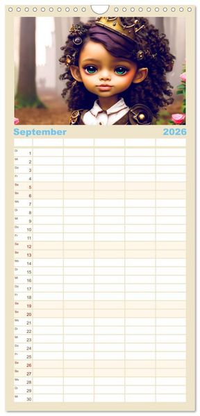 Produktbild: Familienplaner 2026 - Kleine Steampunk Stars mit 5 Spalten (Wandkalender, 21 x 45 cm) CALVENDO