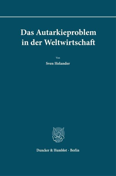 Produktbild: Das Autarkieproblem in der Weltwirtschaft.