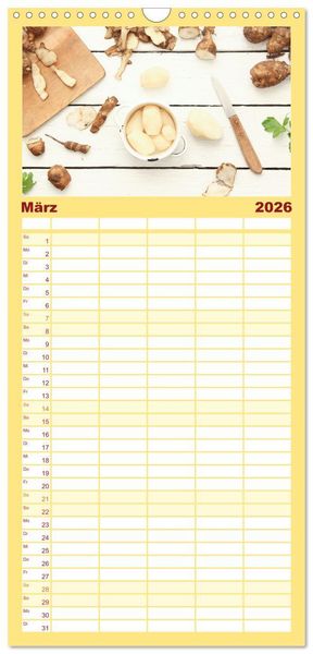 Produktbild: Familienplaner 2026 - K&ouml;stliche Topinambur mit 5 Spalten (Wandkalender, 21 x 45 cm) CALVENDO