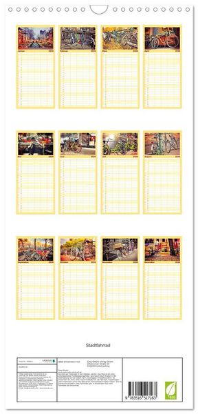 Produktbild: Familienplaner 2026 - Stadtfahrrad mit 5 Spalten (Wandkalender, 21 x 45 cm) CALVENDO