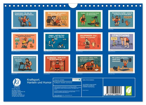 Produktbild: Kraftsport, Hanteln und Humor (Wandkalender 2026 DIN A4 quer), CALVENDO Monatskalender