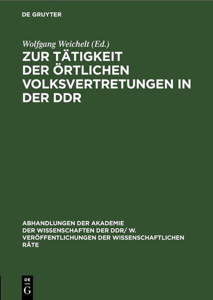Produktbild: Zur T&auml;tigkeit der &ouml;rtlichen Volksvertretungen in der DDR