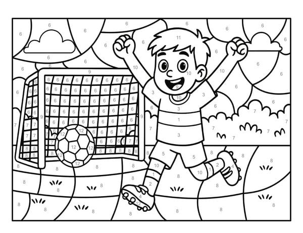 Produktbild: Malen nach Zahlen Sport Malbuch f&uuml;r Jungen ab 5&ndash;7 Jahren mit 50 Ausmalbildern