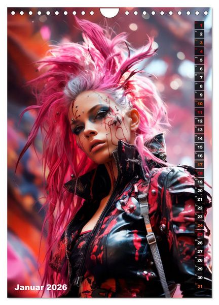 Produktbild: ROCKERINNEN Cyber, Goth, Punk und mehr (Wandkalender 2026 DIN A4 hoch), CALVENDO Monatskalender