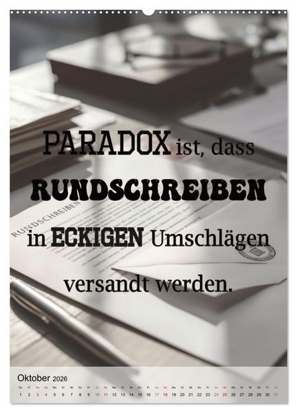 Produktbild: Paradoxien, Widerspr&uuml;che in sich (hochwertiger Premium Wandkalender 2026 DIN A2 hoch), Kunstdruck in Hochglanz