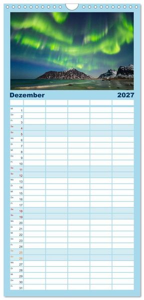 Produktbild: Familienplaner 2027 - Licht des Nordens - LOFOTEN mit 5 Spalten (Wandkalender, 21 x 45 cm) CALVENDO