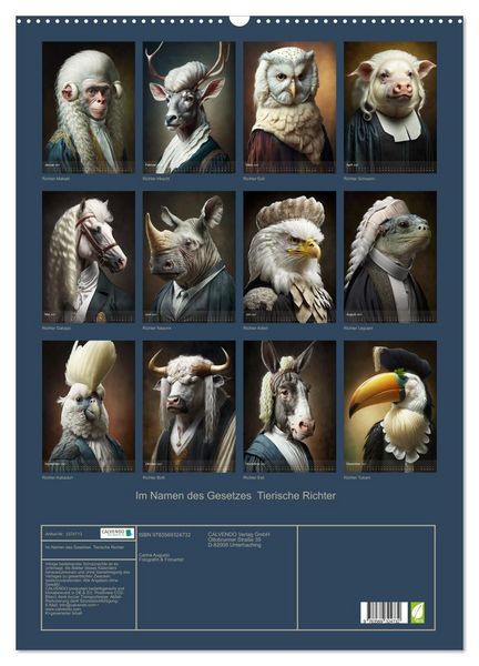 Produktbild: Im Namen des Gesetzes Tierische Richter (Wandkalender 2027 DIN A2 hoch), CALVENDO Monatskalender