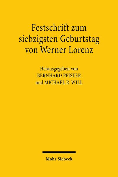 Produktbild: Festschrift zum siebzigsten Geburtstag von Werner Lorenz