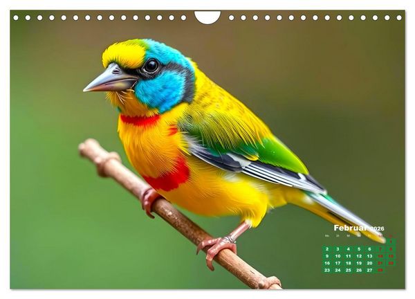 Produktbild: Leuchtend farbenfrohe V&ouml;gel (Wandkalender 2026 DIN A4 quer), CALVENDO Monatskalender