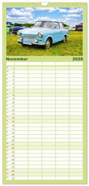 Produktbild: Familienplaner 2026 - Trabi-Kult mit 5 Spalten (Wandkalender, 21 x 45 cm) CALVENDO