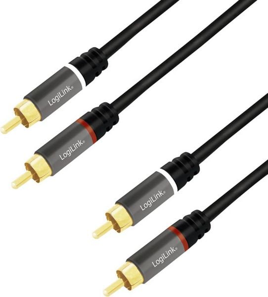 Produktbild: LogiLink CA1203 Cinch Audio Anschlusskabel 1.5m Schwarz Geschirmt, Farbcodiert