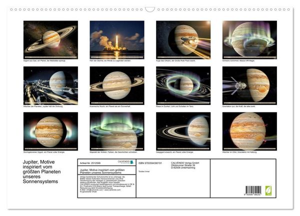 Produktbild: Jupiter, Motive inspiriert vom gr&ouml;&szlig;ten Planeten unseres Sonnensystems (Wandkalender 2027 DIN A2 quer), CALVENDO Monatskalender