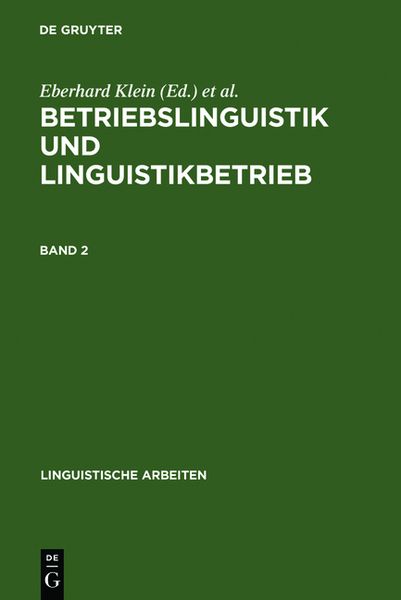 Produktbild: Betriebslinguistik und Linguistikbetrieb