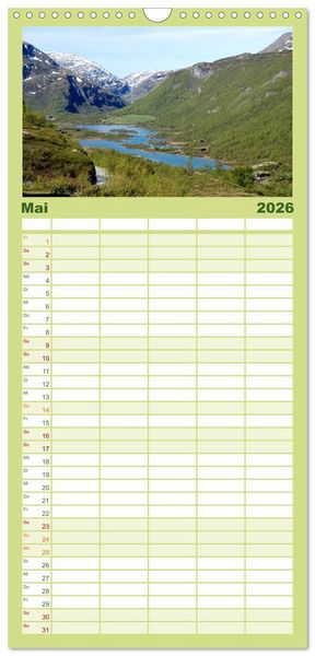 Produktbild: Familienplaner 2026 - SKANDINAVIEN mit 5 Spalten (Wandkalender, 21 x 45 cm) CALVENDO