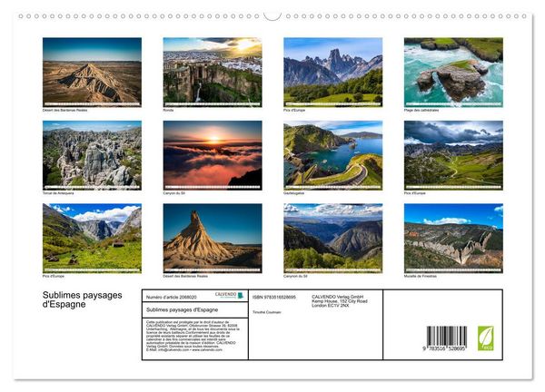 Produktbild: Sublimes paysages d'Espagne (Calendrier mural 2026 DIN A2 vertical) calendrier de bureau