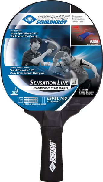 Tischtennis Schläger Sensation 700, ASG Anti Shock Grip, Schwarz, One Size