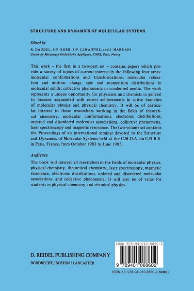 Produktbild: Structure and Dynamics of Molecular Systems