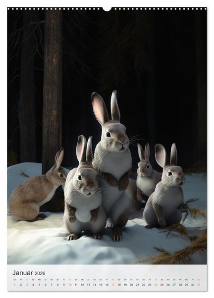 Produktbild: Lustige Hasenkinder (hochwertiger Premium Wandkalender 2026 DIN A2 hoch), Kunstdruck in Hochglanz