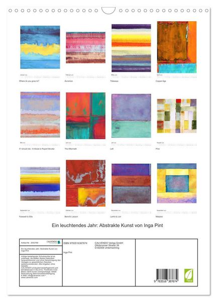 Produktbild: Ein leuchtendes Jahr: Abstrakte Kunst von Inga Pint (Wandkalender 2026 DIN A3 hoch), CALVENDO Monatskalender