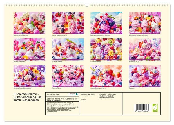 Produktbild: Eiscreme-Tr&auml;ume - S&uuml;&szlig;e Verlockung und florale Sch&ouml;nheiten (hochwertiger Premium Wandkalender 2026 DIN A2 quer), Kunstdruck in Hochglanz