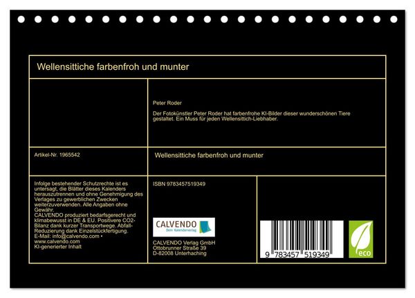 Produktbild: Wellensittiche farbenfroh und munter (Tischkalender 2026 DIN A5 quer), CALVENDO Monatskalender